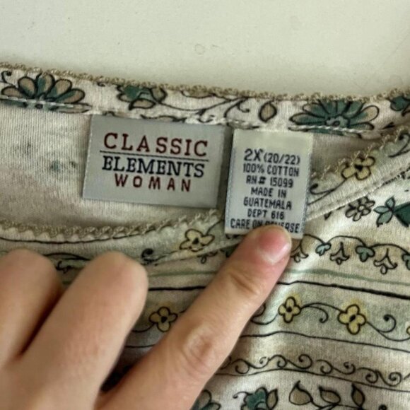 white and green striped floral pattern plus size t-shirt - Picture 8 of 8